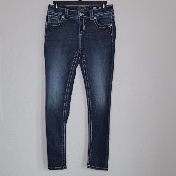 Miss Me Denim - Miss Me Jeans Womens Standard Skinny Straight Leg Mid Rise Blue Sz 27 Inseam 28